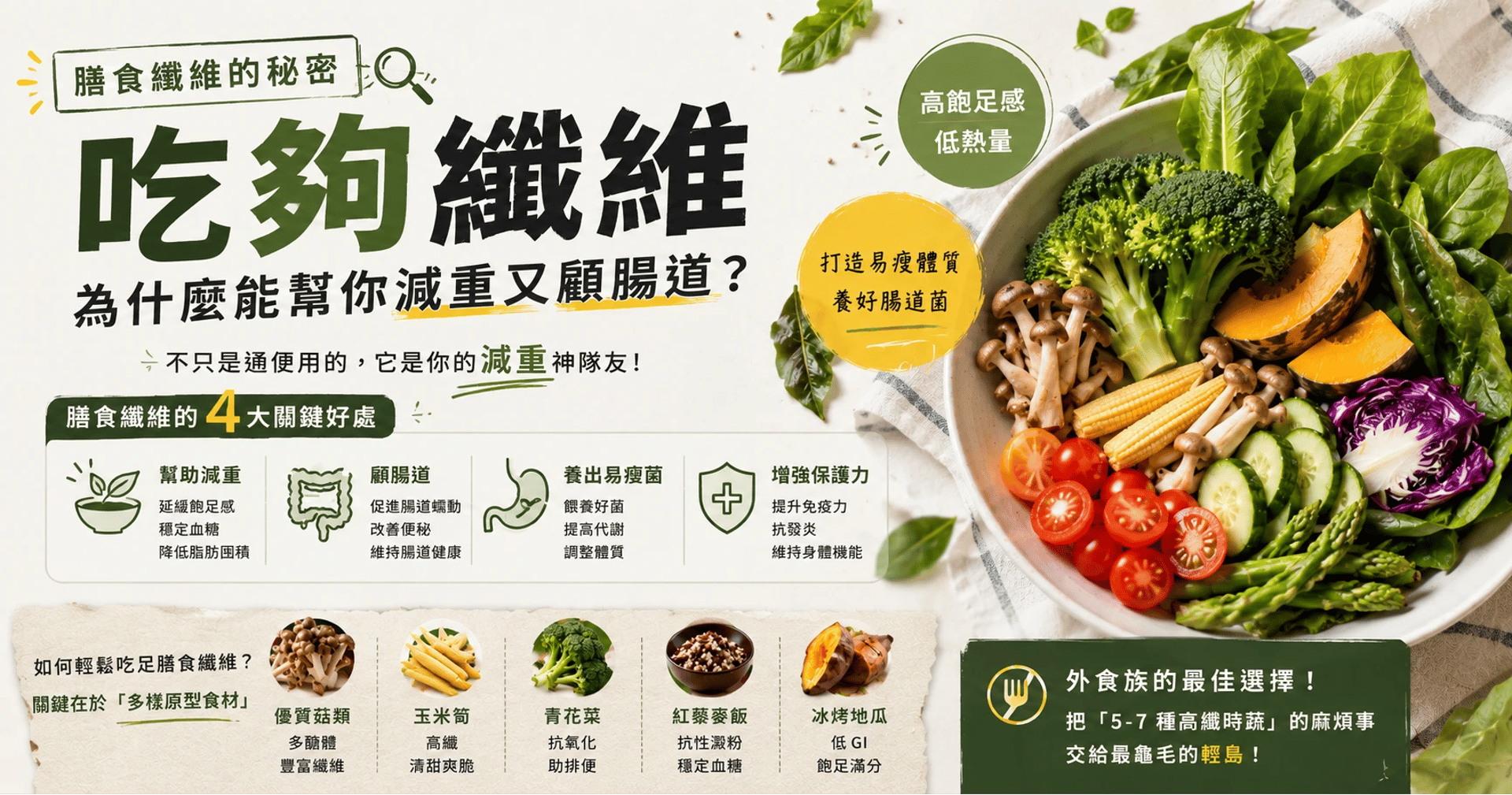 膳食纖維的秘密：吃夠纖維為什麼能幫你減重又顧腸道？ 