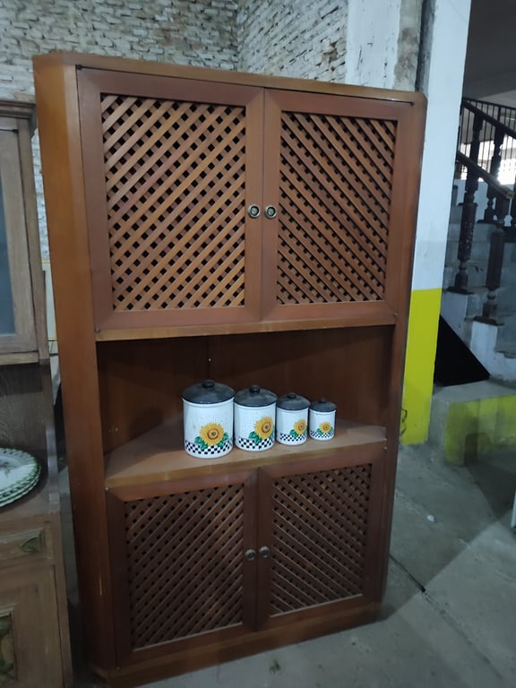Juego armarios de madera cuadrille, madera maciza (esquinero + armario alto largo)