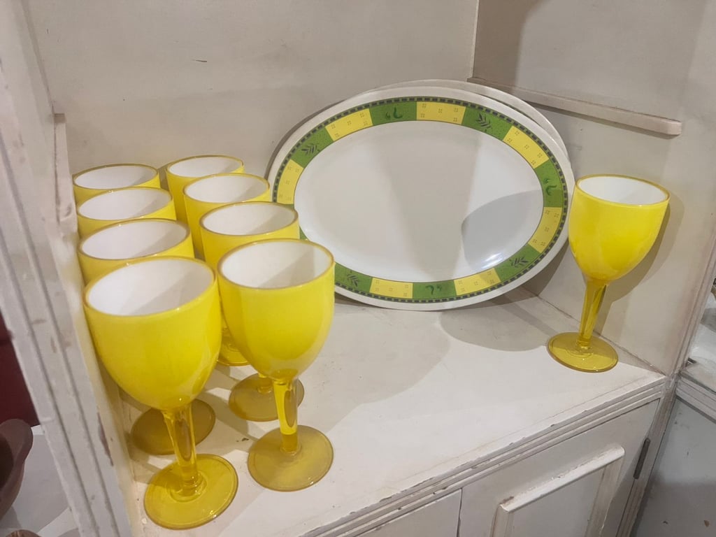 Copas de plástico + 2 bandejas de plástico