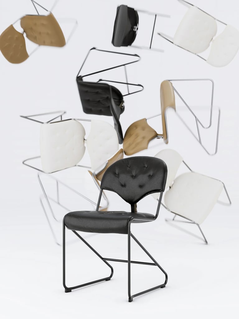 black leather modern chair 3d render