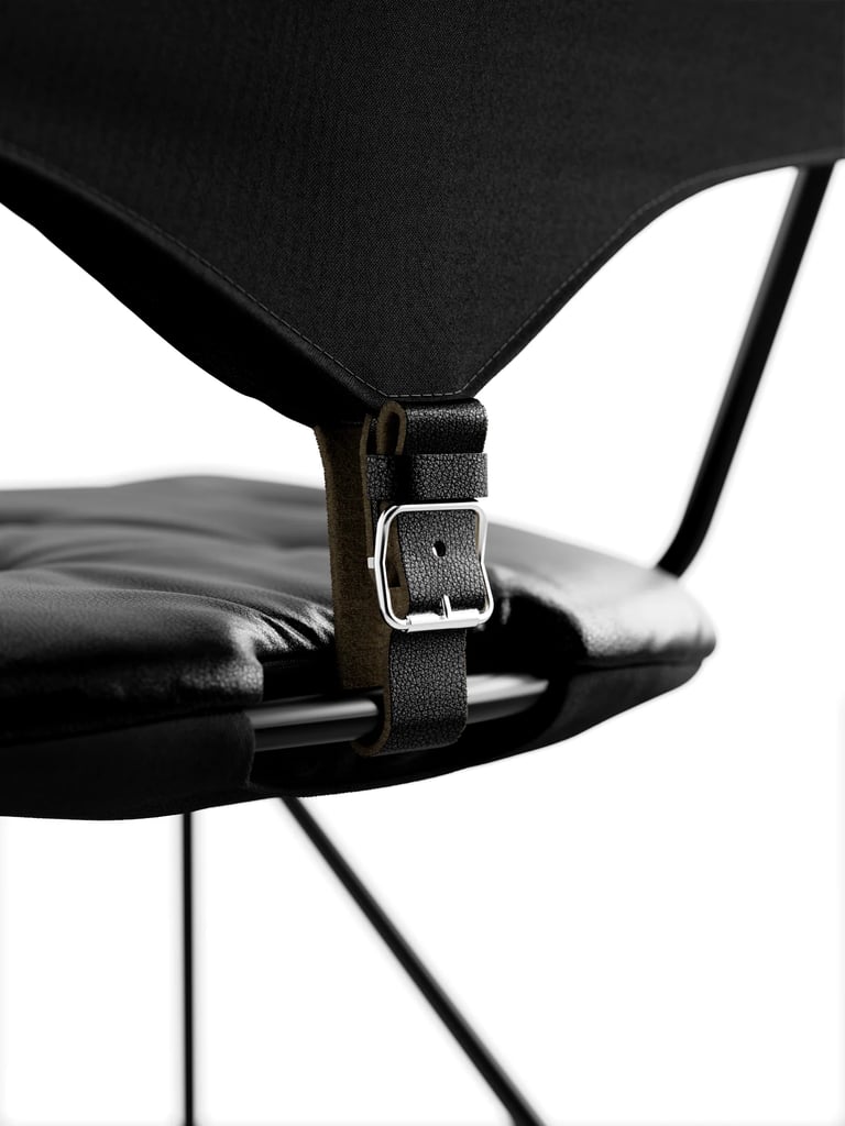 black leather modern chair detail 3d render