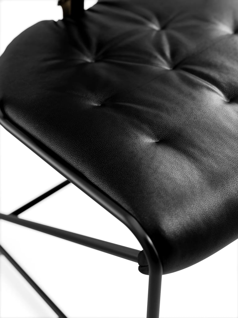 black leather tufted chair detail 3d render