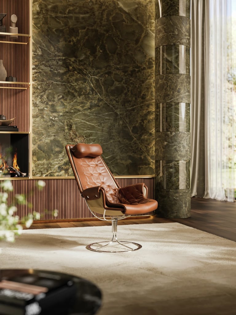 brown leather modern chair luxury interior 3d render