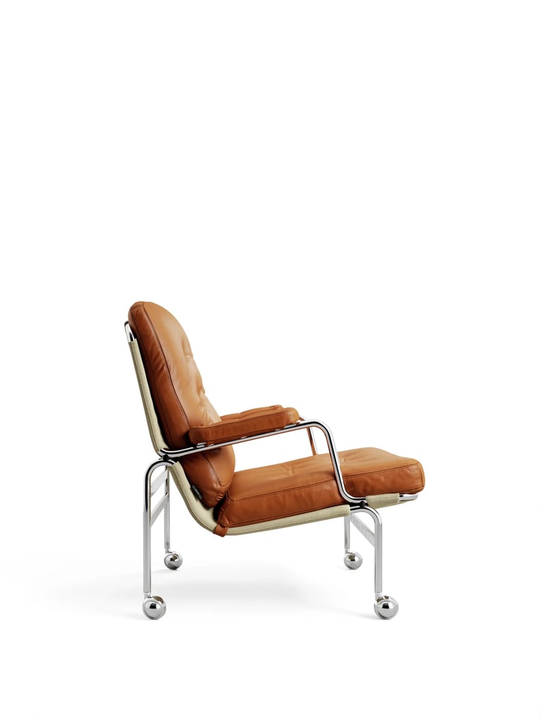 brown leather modern chair side view 3d render