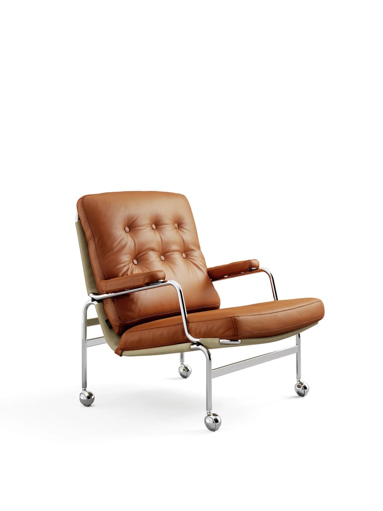 brown leather modern chaise lounge 3d render