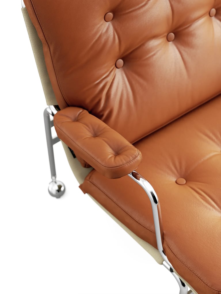 brown leather upholstered chair detail 3d render