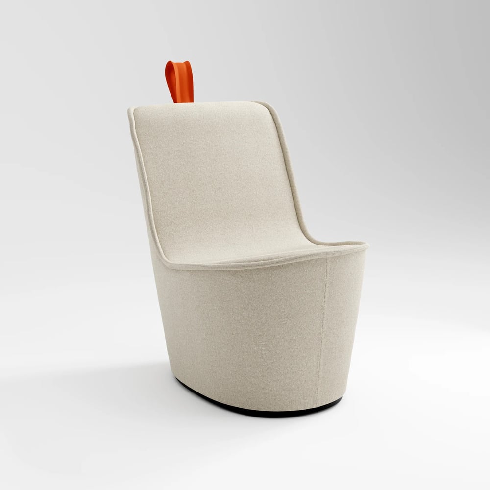 modern beige upholstered armchair luxury fabric 3d render