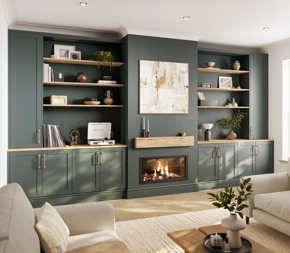 modern green upholstered living room set 3d render