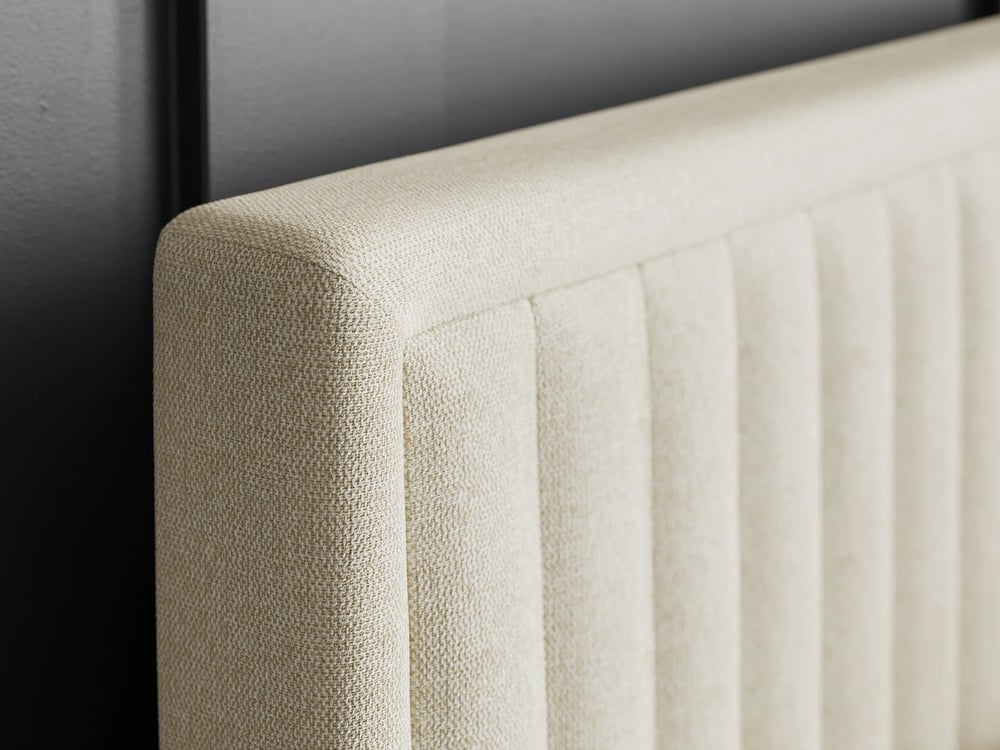modern upholstered bed headboard beige texture detail 3d render