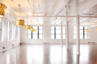 Interior of Loft 310 wedding venue inside the Rosenbaum Building in downtown Kalamazoo's Entertainment District