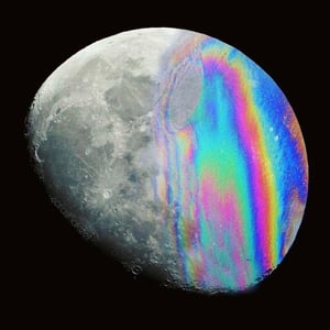 vibrant rainbow moon