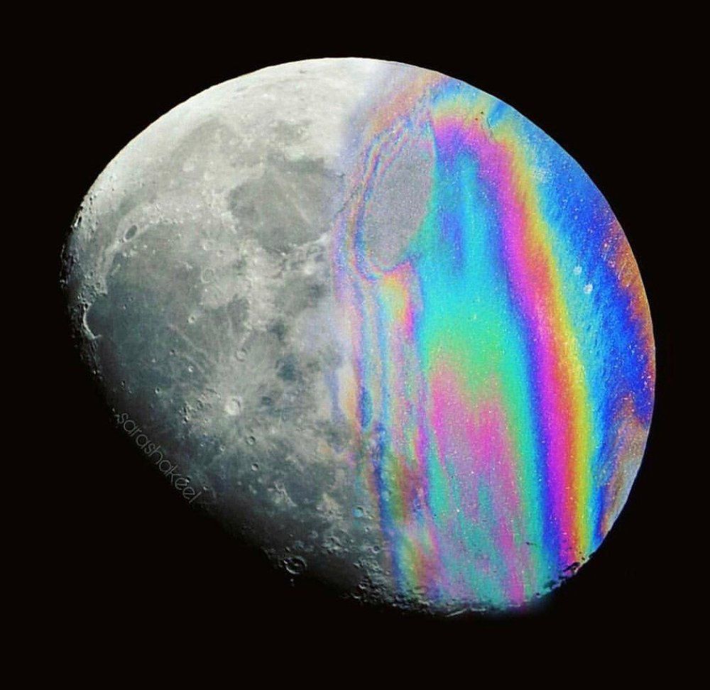 vibrant rainbow moon