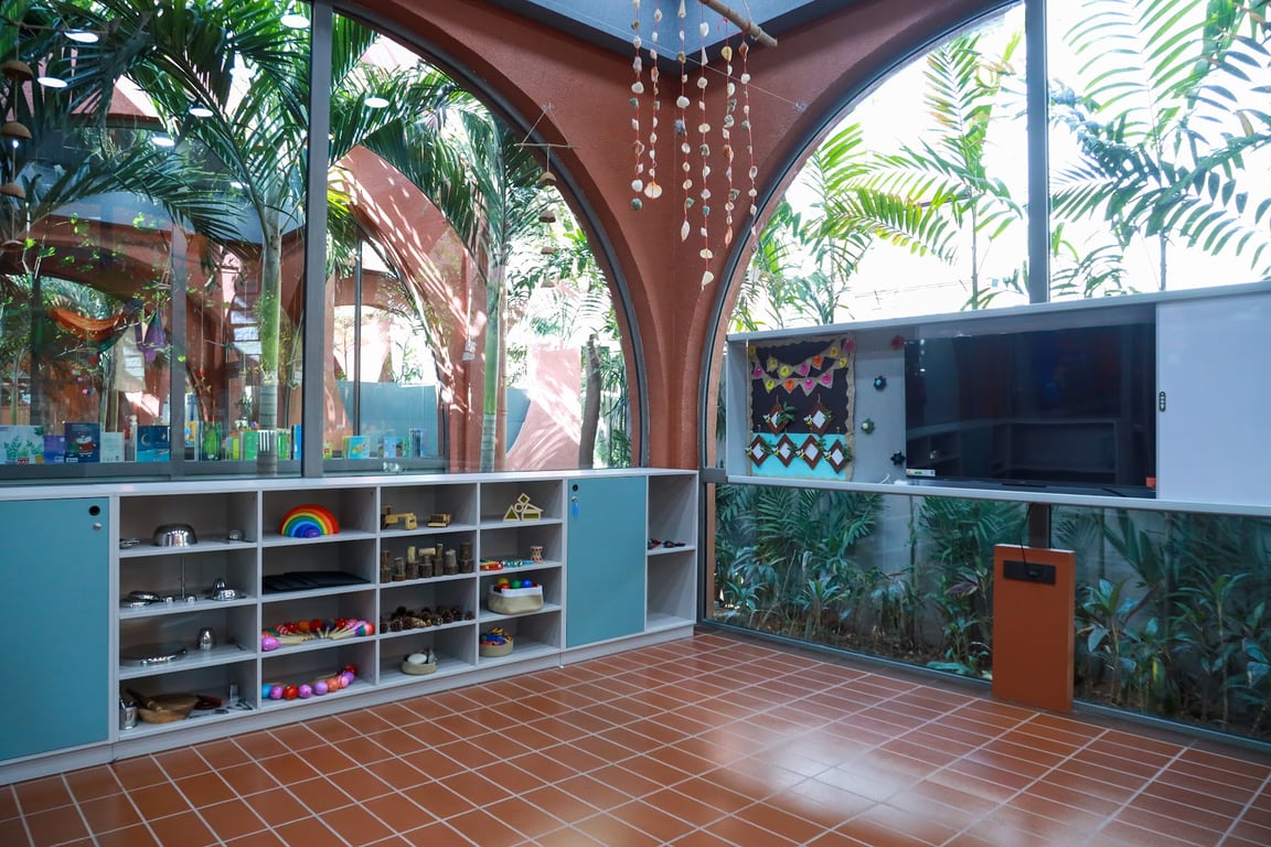 Open classroom shelves