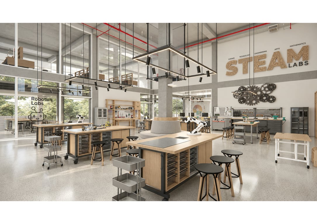 FSM STEAM lab timber palette (render)