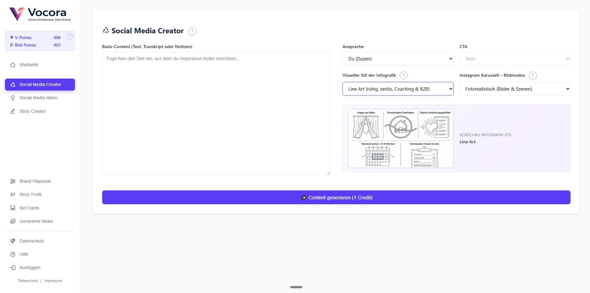Social Media Creator Interface