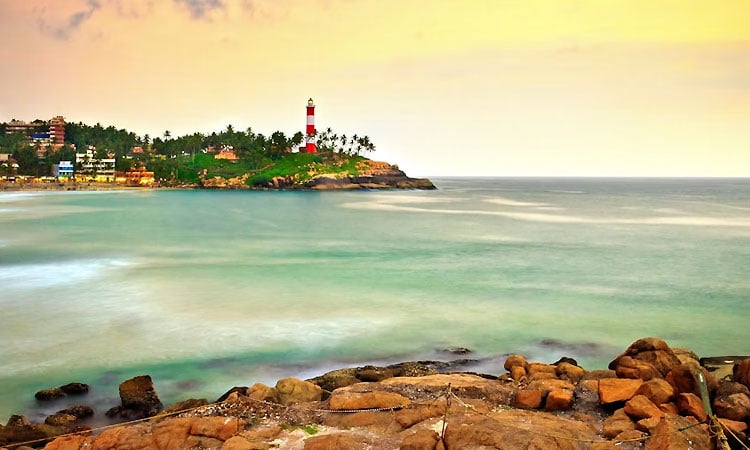 Lighthouse Beach Kovalam sunset view