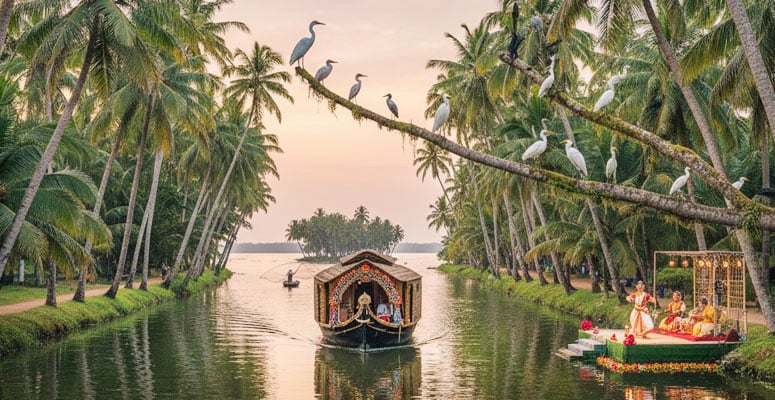Kumarakom backwaters on Vembanad Lake