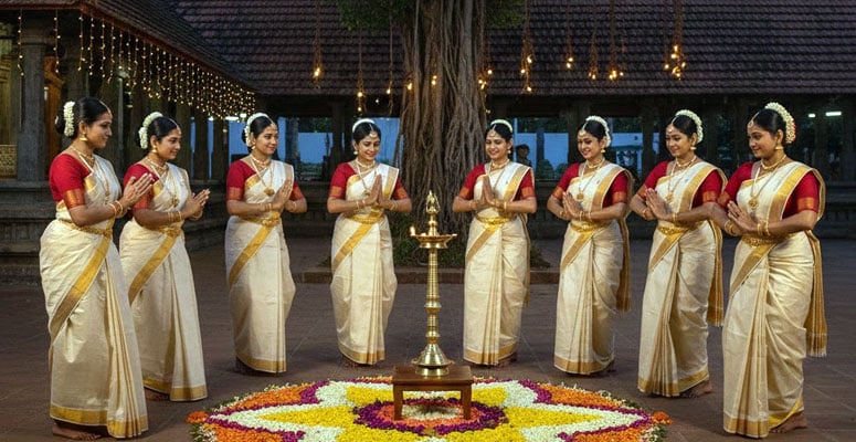 Thiruvathira festival dance (Thiruvathirakali) in Kerala