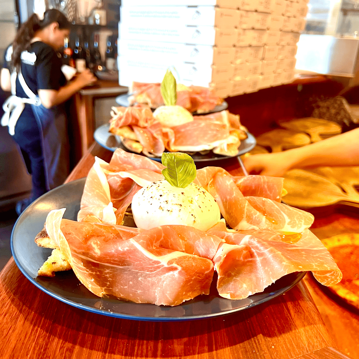 Buffalo mozzarella wrapped in prosciutto
