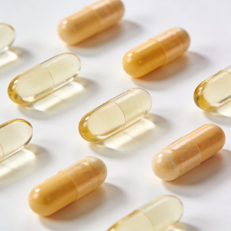 Hochwertige Supplement-Kapseln in einer hellen, sauberen Umgebung