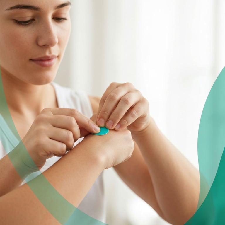 Abnehmpflaster Anwendung – Pflaster wird auf Arm aufgebracht