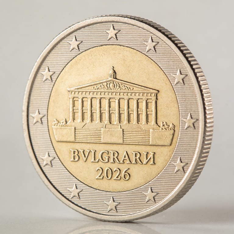 Detailansicht zum Euro-Münzsatz Bulgarien 2026 mit Fokus auf Symbolik und Prägung