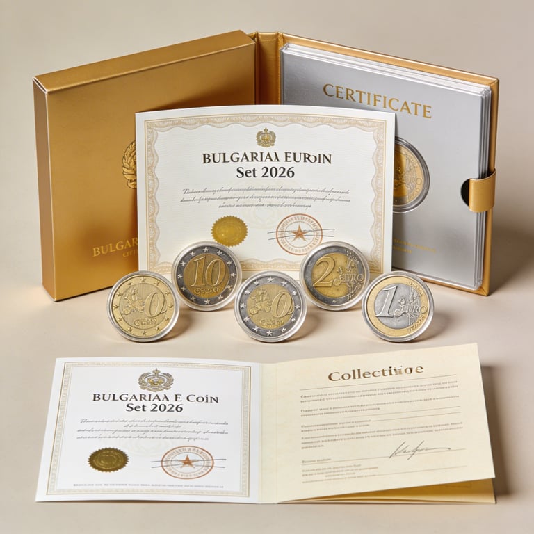 Präsentation des Euro-Kursmünzensatz Bulgarien 2026 mit Zertifikat und Sammlerunterlagen