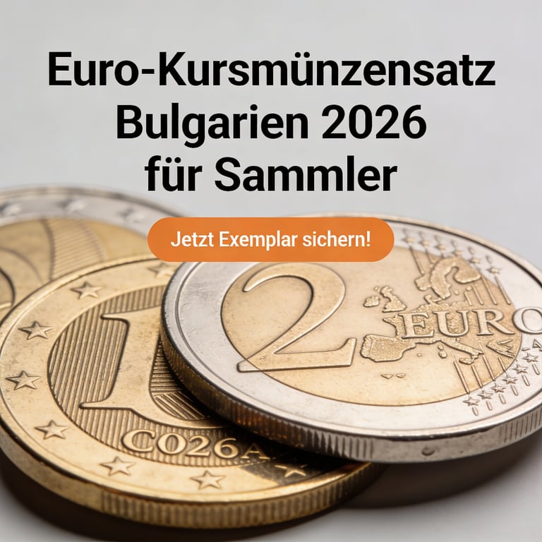 Detailansicht zum Euro-Kursmünzensatz Bulgarien 2026 mit Fokus auf Prägequalität