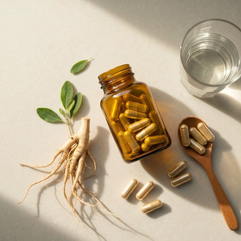 DHEA Kapseln mit natürlichen Kräutern und Glas Wasser – Einnahme Guide