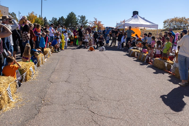 City of Castle Pines Fall Festival 2026 flyer: Trick-or-Treat Street and Pumpkin Race at Village Square