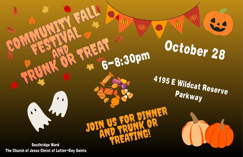 Community Fall Festival and Trunk-or-Treat event graphic, Southridge Ward
