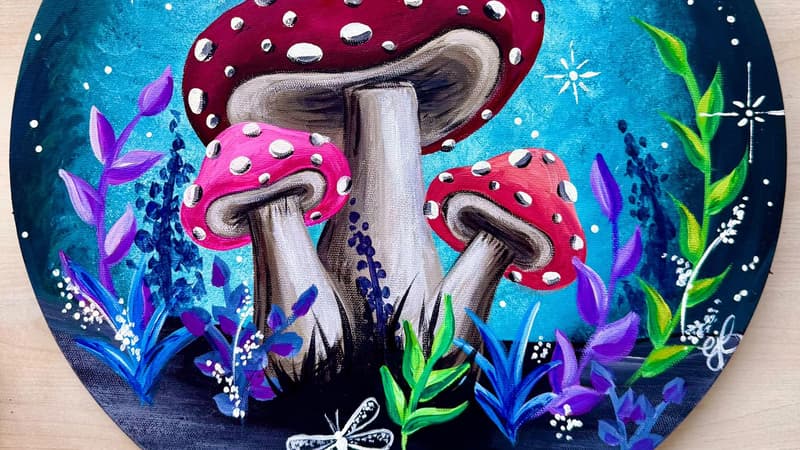 Magnificent Mushrooms Paint & Sip in Parker at The Wine Barrel