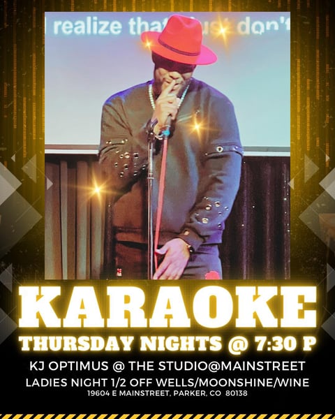 KJ Optimus hosting karaoke night at Studio@Mainstreet in Parker, Colorado