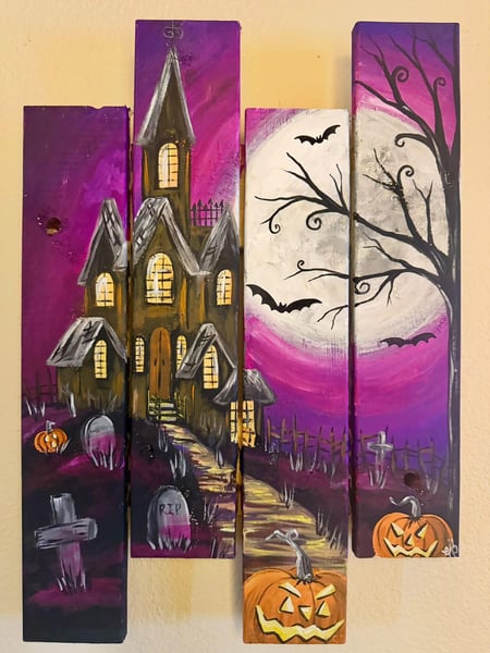 Haunted House Wood OR Canvas Painting at Max Taps Highlands Ranch at Max Taps Co.