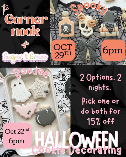 Boujee Halloween Cookie Decorating at The Corner Nook event graphic