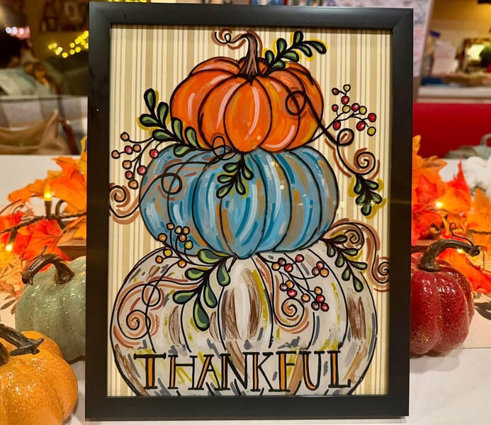 Thankful Framed Glass Painting at Wild Blue Yonder Brewing Co.