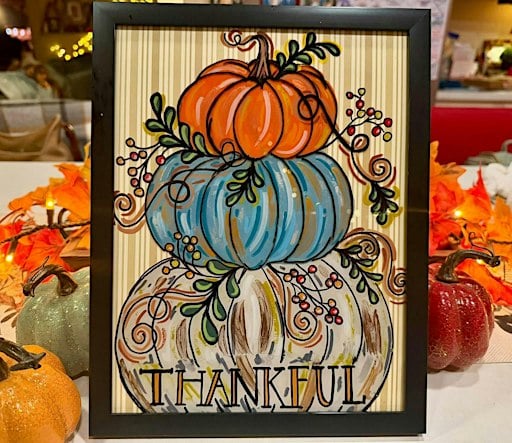 Thankful Pumpkins GLASS painting at Iron Mule Brewery at Iron Mule Public House and Brewery