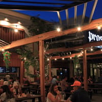 Prost Brewing Company Highlands Ranch biergarten patio at night