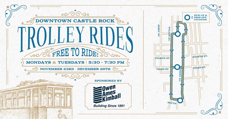 Winter Free Trolley Rides in Downtown Castle Rock event graphic