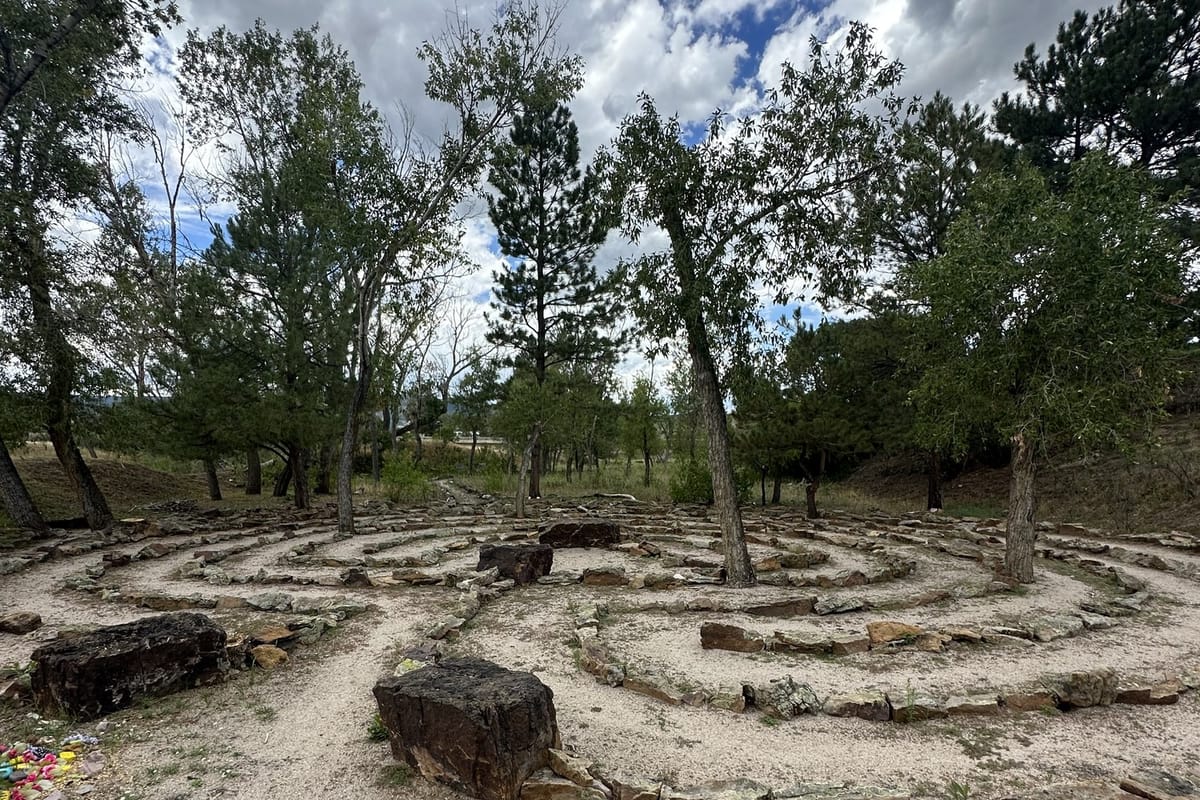 The stone labyrinth at A Sanctuary Center, laid in concentric rings