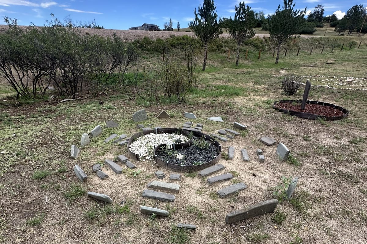 The Pa-Kua laid out in stone slabs in the sacred geometry garden