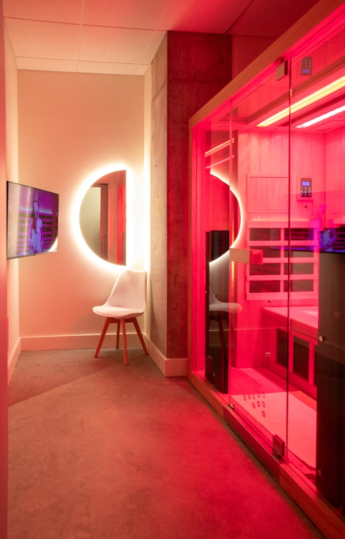 Interior view of Perspire Sauna Studio