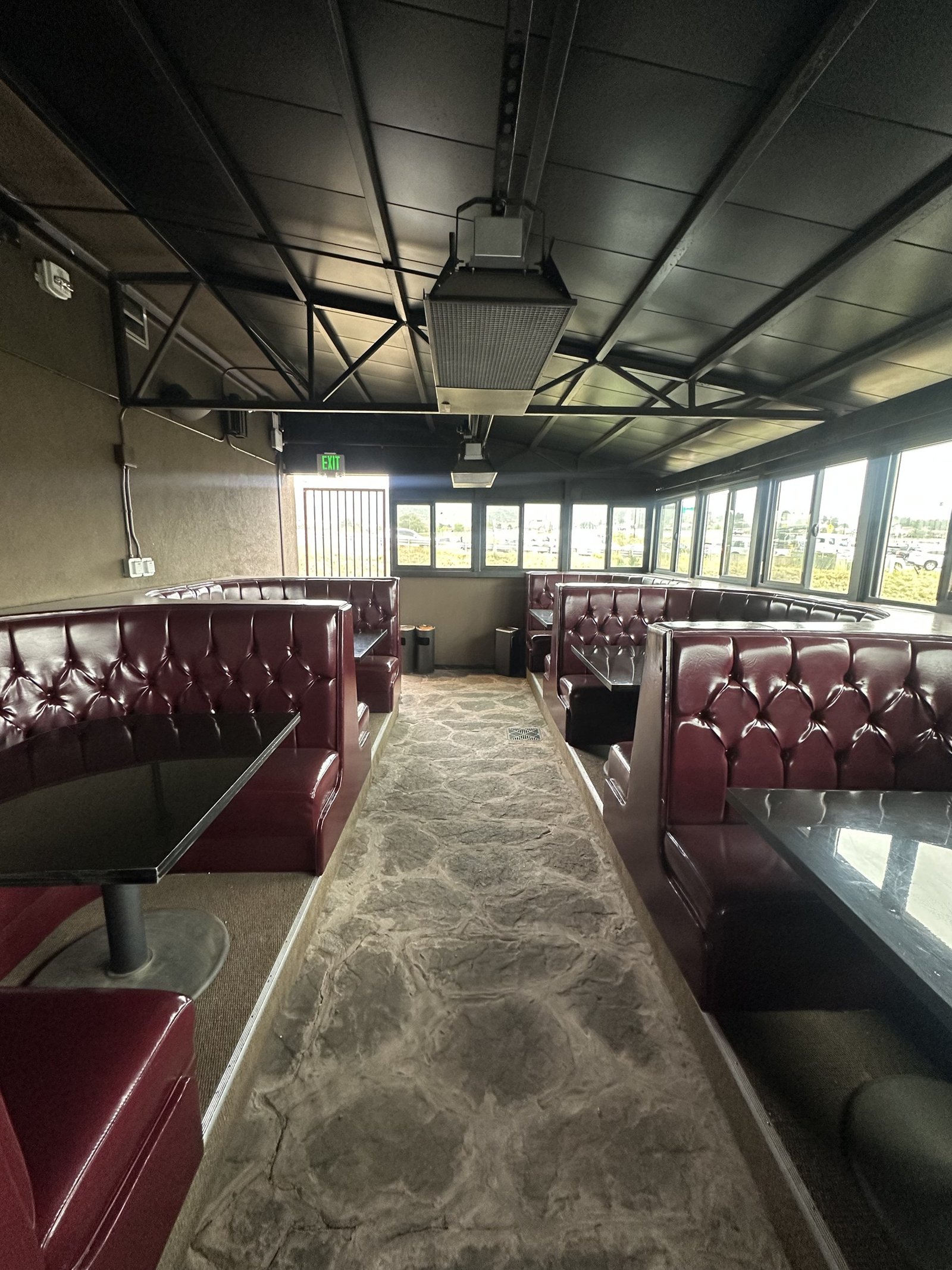 Booths in the cigar lounge on the separate balcony at Border Burger Sports Bar
