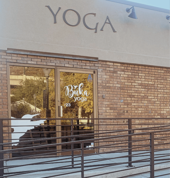 The Buka Yoga door at 723 N Wilcox St in downtown Castle Rock