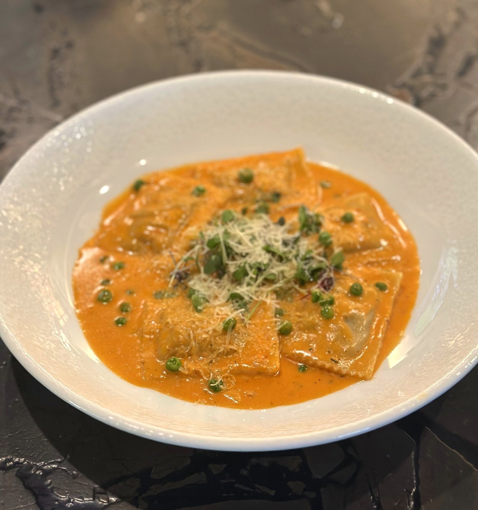 The bison short rib ravioli.