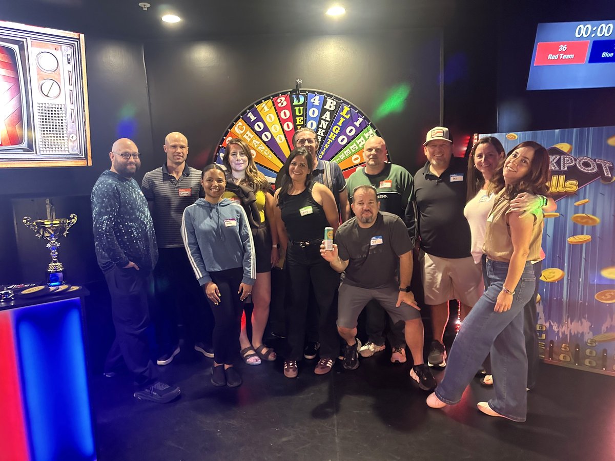 Eleven of us on the ClueClock Gameshow stage after the show