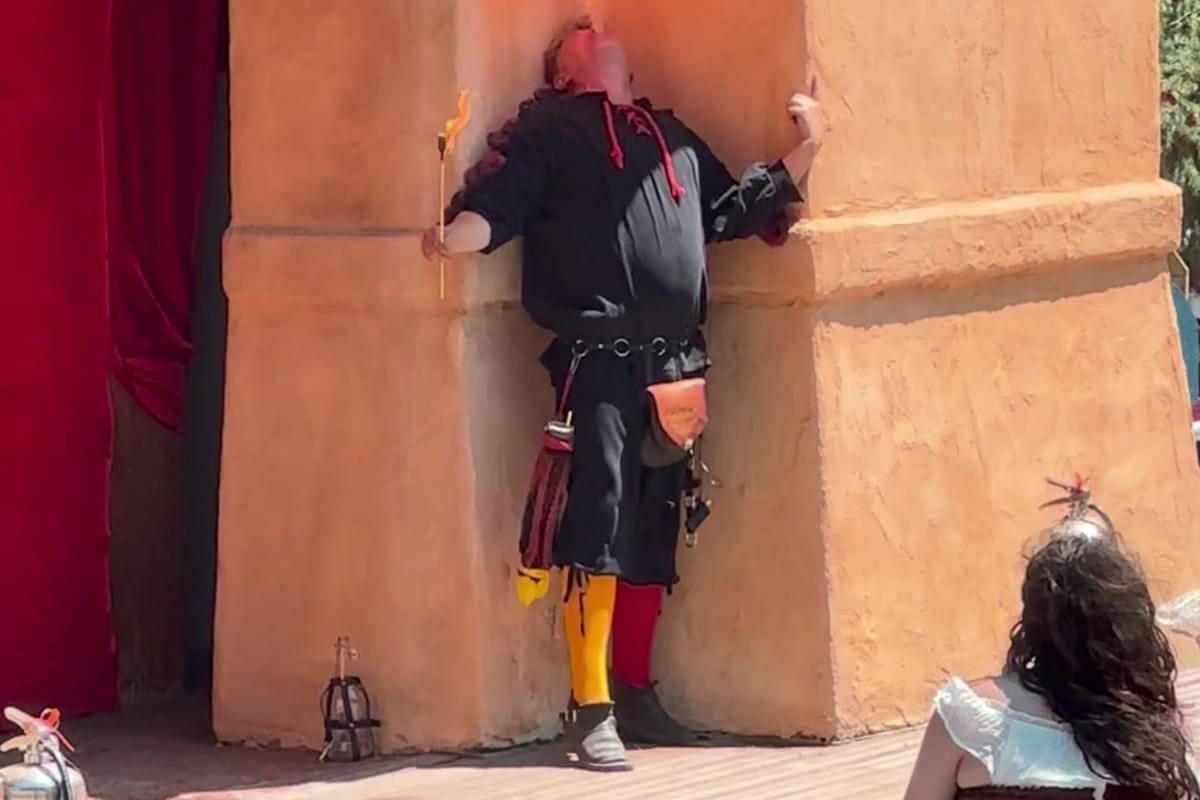 A fire-breathing performer at the Celestial Stage at the Colorado Renaissance Festival