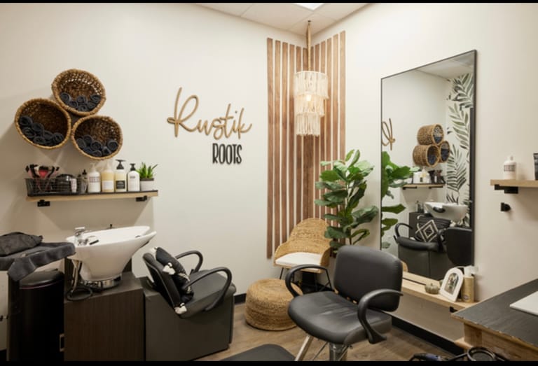 Rustik Roots Salon atmosphere and seating