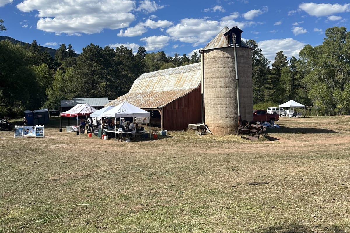 The red barn and stone silo at Sandstone Ranch during the Douglas County Fall Festival