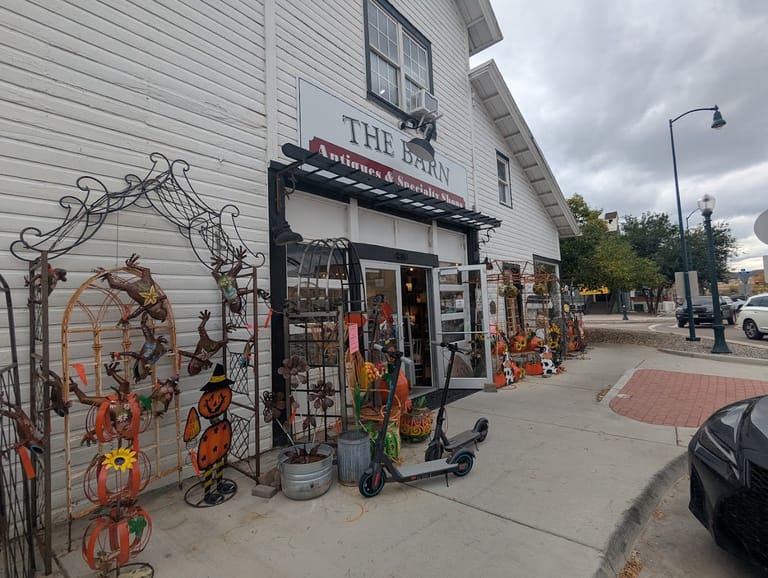 The Barn Antiques and Specialty Shops exterior entrance